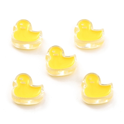 Transparent Acrylic Beads, with Enamel, Duck