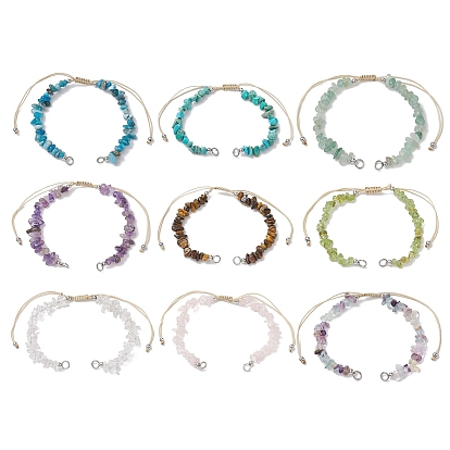 Изготовление браслета из бисера из бисера из натурального камня с нейлоновой крошкой, с латунными бусинами платинового тона