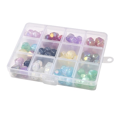 69 шт. светящиеся смоляные бусины, алмаз, светится в темноте, граненые, с пластиковой коробкой и блестящей пудрой