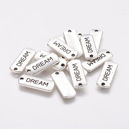 Tibétain rectangle en alliage de style avec Word pendentifs de rêve, sans cadmium et sans plomb, 8x21x2mm, trou: 2 mm, environ 588 pcs / 1000 g
