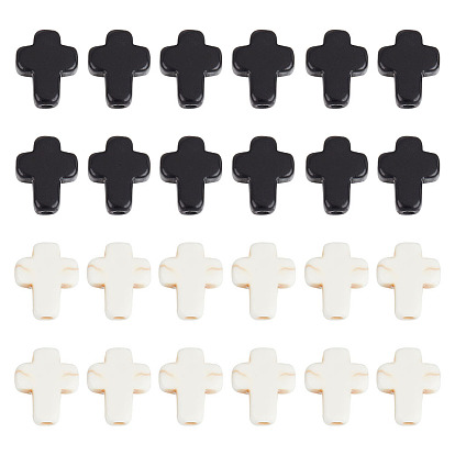 200 шт. 2 стили синтетические бирюзовые бусины, окрашенные, крестик