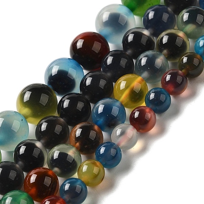 Натуральные нити бус из жидкого агата, круглые