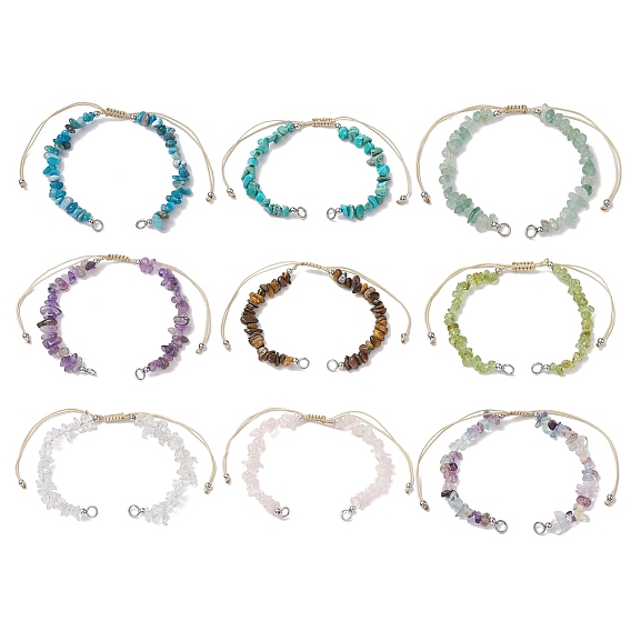 Изготовление браслета из бисера из бисера из натурального камня с нейлоновой крошкой, с латунными бусинами платинового тона