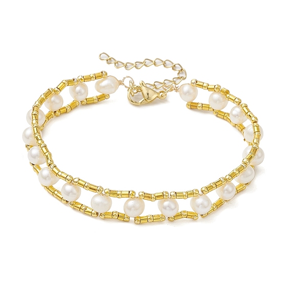 Браслеты из натурального пресноводного жемчуга и стеклянных бусин