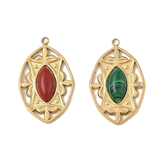 Драгоценный камень подвески, овальные амулеты, с вакуумным покрытием PVD 304 настройки из нержавеющей стали, реальный 18 k позолоченный