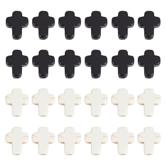 200 шт. 2 стили синтетические бирюзовые бусины, окрашенные, крестик