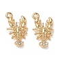 Brass Micro Pave Clear Cubic Zirconia Pendants, Lobster Charms, Nickel Free