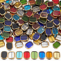 160Pcs 8 Colors Transparent Handmade Lampwork Beads, Edge Plated, Rectangle