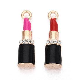 Подвески из сплава со стразами и эмалью, подвески в форме губной помады, золотые