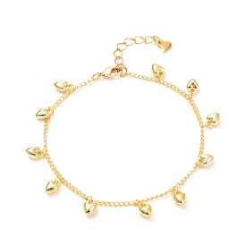 Heart CCB Plastic Charm Bracelets, with Brass Curb Chain