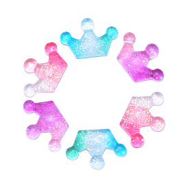 40 шт 4 цвета прозрачные кабошоны из смолы, с блеском порошок, градиент цвета, корона