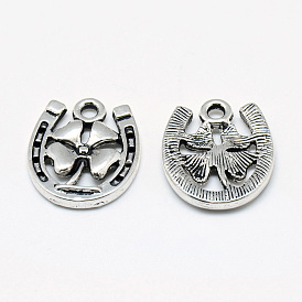 Сплавочные подвески тибетского стиля, Подковы с клевером, без кадмия и без свинца