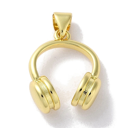 Rack Plating Brass Pendant, Long-Lasting Plated, Lead Free & Cadmium Free, Headset Shape