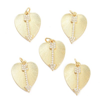 Латунные микро проложить кубического циркония подвески, долговечный, реальный 18 k позолоченный, сердце со стрелами