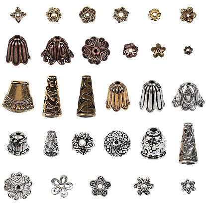 Tibetan Style Alloy Bead Caps & Cone, Flower