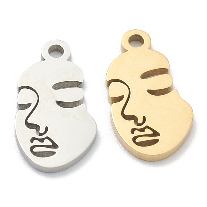 Ion Plating(IP) 304 Stainless Steel Pendants, Abstract Face