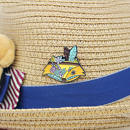 Whimsical Flower Fox Eye Patch Enamel Pin - Fashionable Animal Badge
