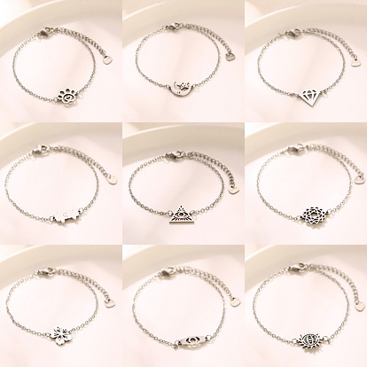 304 maillons en acier inoxydable bracelets, couleur inox, sans ternissement