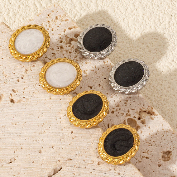 Минималистичные овальные серьги-гвоздики из нержавеющей стали