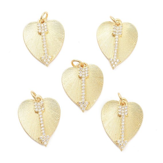Латунные микро проложить кубического циркония подвески, долговечный, реальный 18 k позолоченный, сердце со стрелами