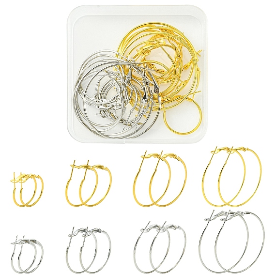 24 шт. 8 стили железные серьги-обручи с выводами