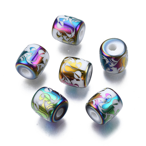 Гальванические стеклянные бусины, столбец с другим рисунком