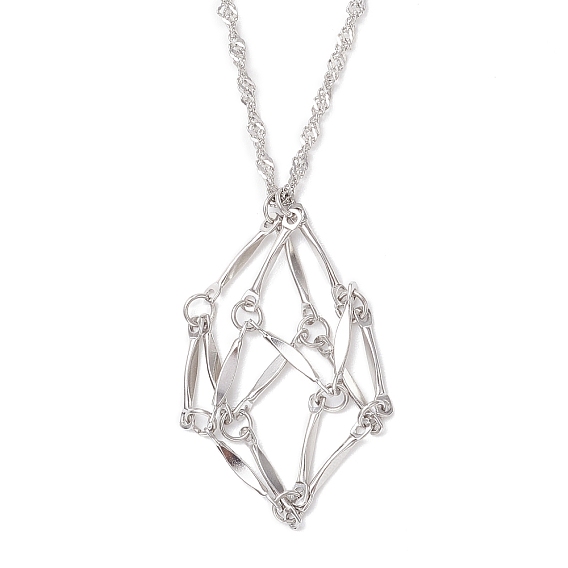 304 Нержавеющая сталь пустой макраме мешочек кулон сингапурская цепочка ожерелье изготовление