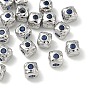 SHEGRACE Brass Cubic Zirconia Beads, Cube, Cadmium Free & Lead Free & Nickel Free