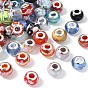 Смешанный ручной работы Lampwork золото песчаных европейская большая дыра Rondelle бусы, с серебряного цвета латуни двойные сердечники, 14x9 мм, отверстие : 5 мм