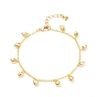 Heart CCB Plastic Charm Bracelets, with Brass Curb Chain