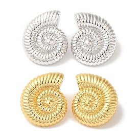 Rack Plating Spiral Shell Shape Brass Stud Earrings, Cadmium Free & Lead Free, Long-Lasting Plated