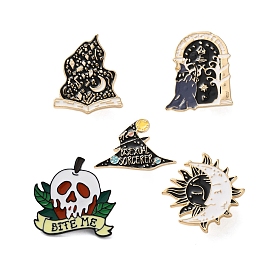 Gothic Zinc Alloy Black Enamel Pin Brooches, Halloween Badge