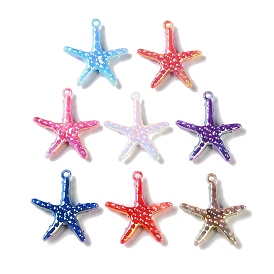 Colgantes de acrílico opaco bicolor con revestimiento UV, encantos de estrellas de mar