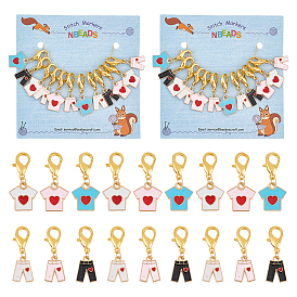 Маркеры петель с замком из сплава эмали, с застежками «лобстер» из цинкового сплава маркер стежка, футболка и брюки