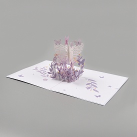 Rectangle 3D Butterfly Pop Up Paper Greeting Card, with Envelope, Valentine's Day Wedding Birthday Invitation Card