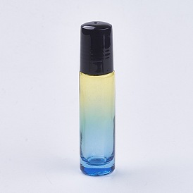 10ml Glass Gradient Color Essential Oil Empty Roller Ball Bottles, with PP Plastic Caps and Stainless Steel Roller Ball