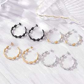 304 Stainless Steel Stud Earrings for Women, Pigeon, Half Hoop Earrings, Ion Plating(IP)