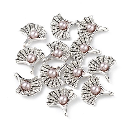 Alloy Rhinestone Pendants, with ABS Plastic Imitation Pearl Beaded, Sea Shell Shape Charm, Cadmium Free & Lead Free