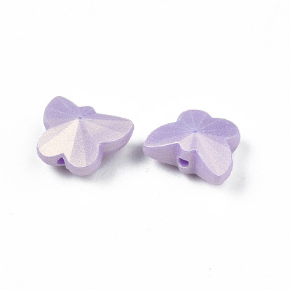 Spray Painted Frosted Opaque Acrylic Beads, Butterfly