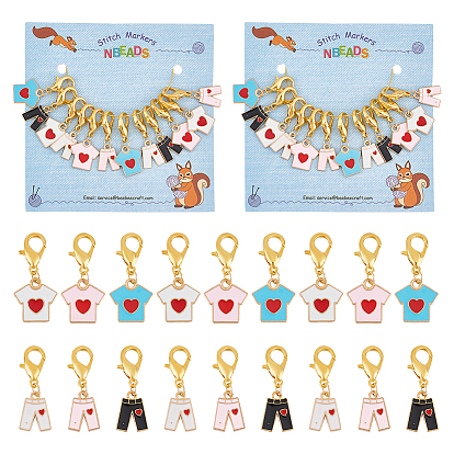 Маркеры петель с замком из сплава эмали, с застежками «лобстер» из цинкового сплава маркер стежка, футболка и брюки