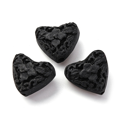 Киноварь бисера, резные лакированные, сердце