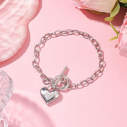 Alloy Heart Charm Bracelet with Cable Chains