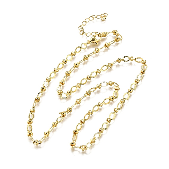 Ожерелья из латунных цепочек с овальными и рондельными звеньями, без свинца и без кадмия, долговечный, стойки покрытие