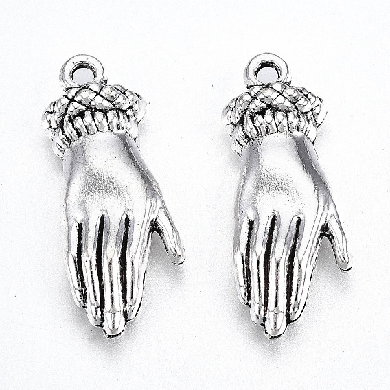 Сплавочные подвески тибетского стиля, без свинца и без кадмия, рука