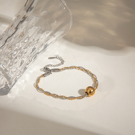 304 из нержавеющей стали браслеты многожильных, браслеты из змеиной цепи и шариковой цепи для женщин