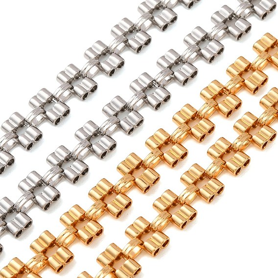 304 Stainless Steel Double Row Barrel Link Chains, Unwelded, with Spool