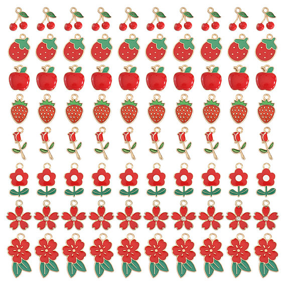 80 шт 8 стили подвески из сплава эмали, разнообразные, золотые