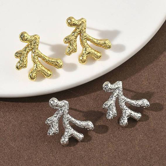 Серьги-гвоздики из коралловой латуни, стойки покрытие, долговечный, без кадмия и без свинца