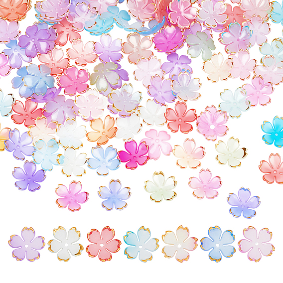 140шт 7 цвета акриловые колпачки для бусин, 5-лепестков цветка