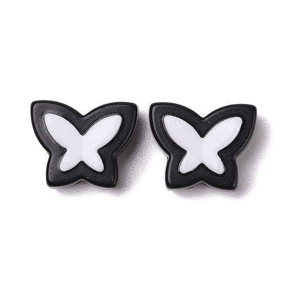Two-tone Acrylic Beads, Butterfly, White